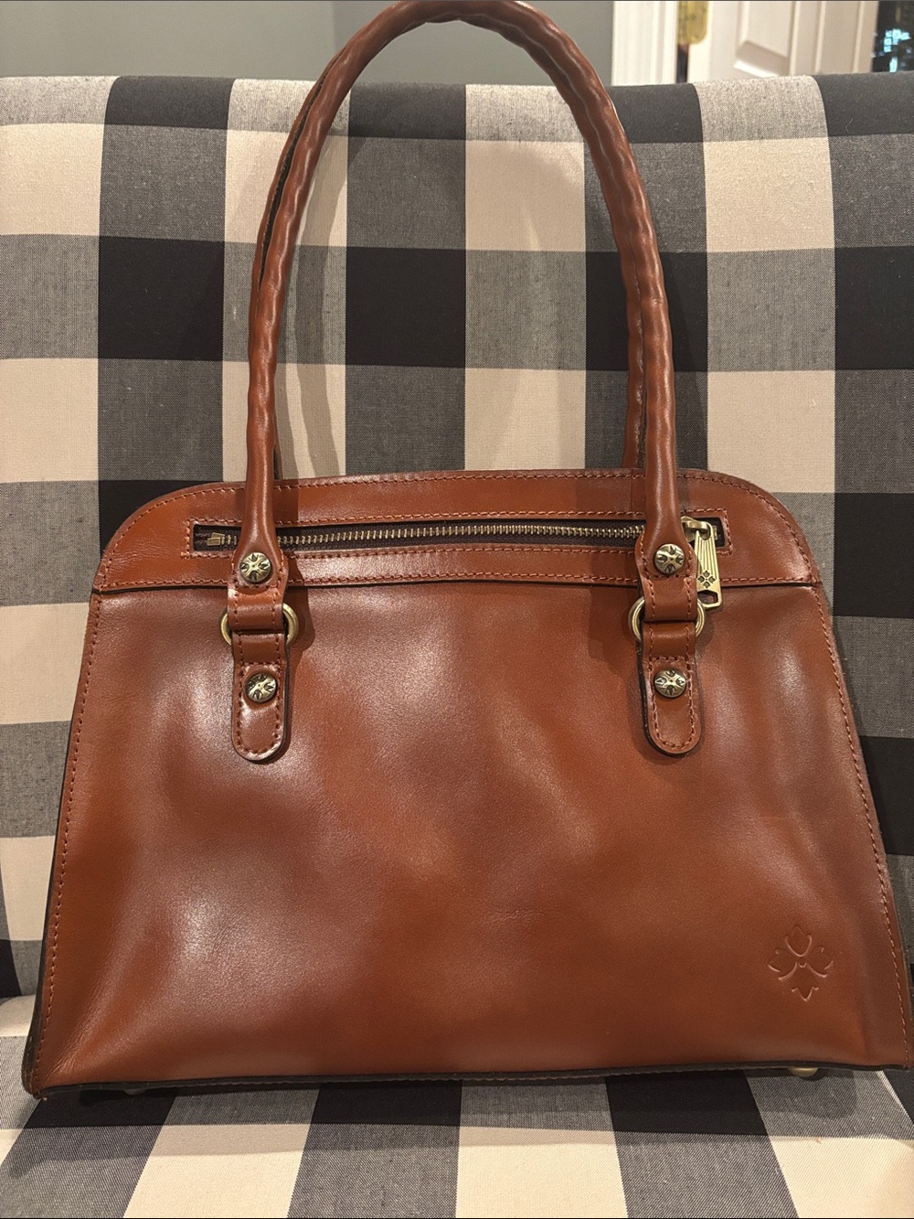 Patricia Nash Classic Brown Leather Satchel Handbag